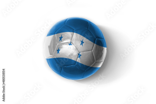 realistic football ball with colorfull national flag of honduras on the white background.