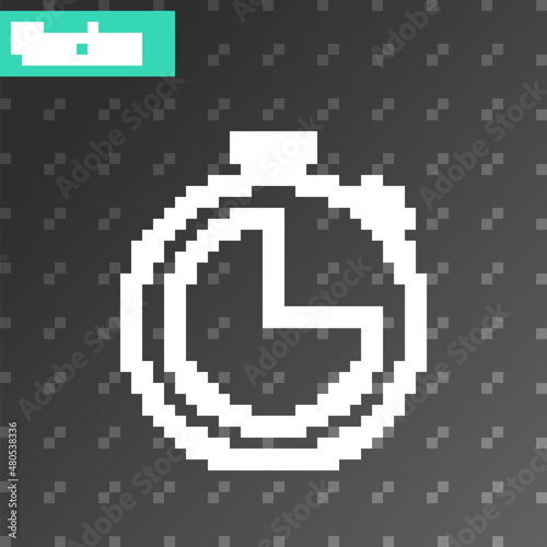 White line Kitchen timer icon isolated on transparent background. Cooking utensil. Vector Illustration