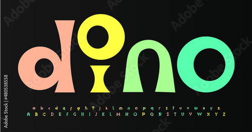 Color playful font joyful alphabet color cartoon letters. Funky comic letter set for kids birthday logo and headline, children book cover, cartoon t-shirt print design, school and festival style type