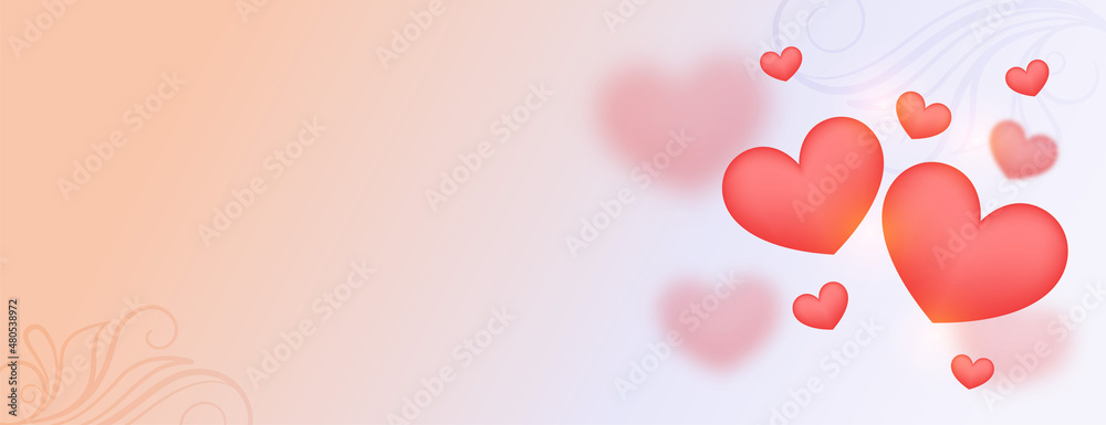 lovely soft floating hearts valentines day banner