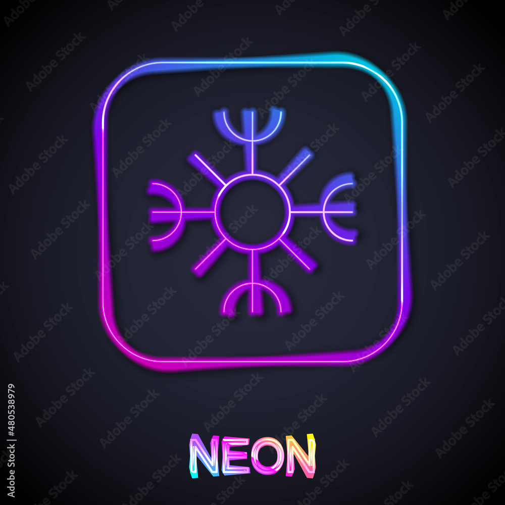 Glowing neon line Snowflake icon isolated on black background. Vector Glowing neon line Snowflake icon isolated on black background. Vector