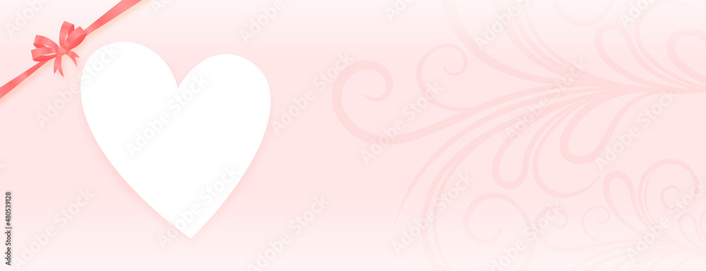 valentines day banner with ribbon and text space