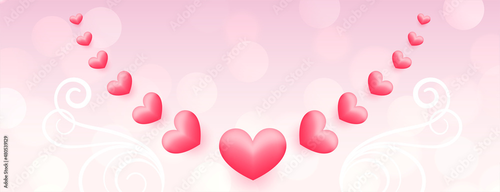 hearts decoration woth florals on pink banner