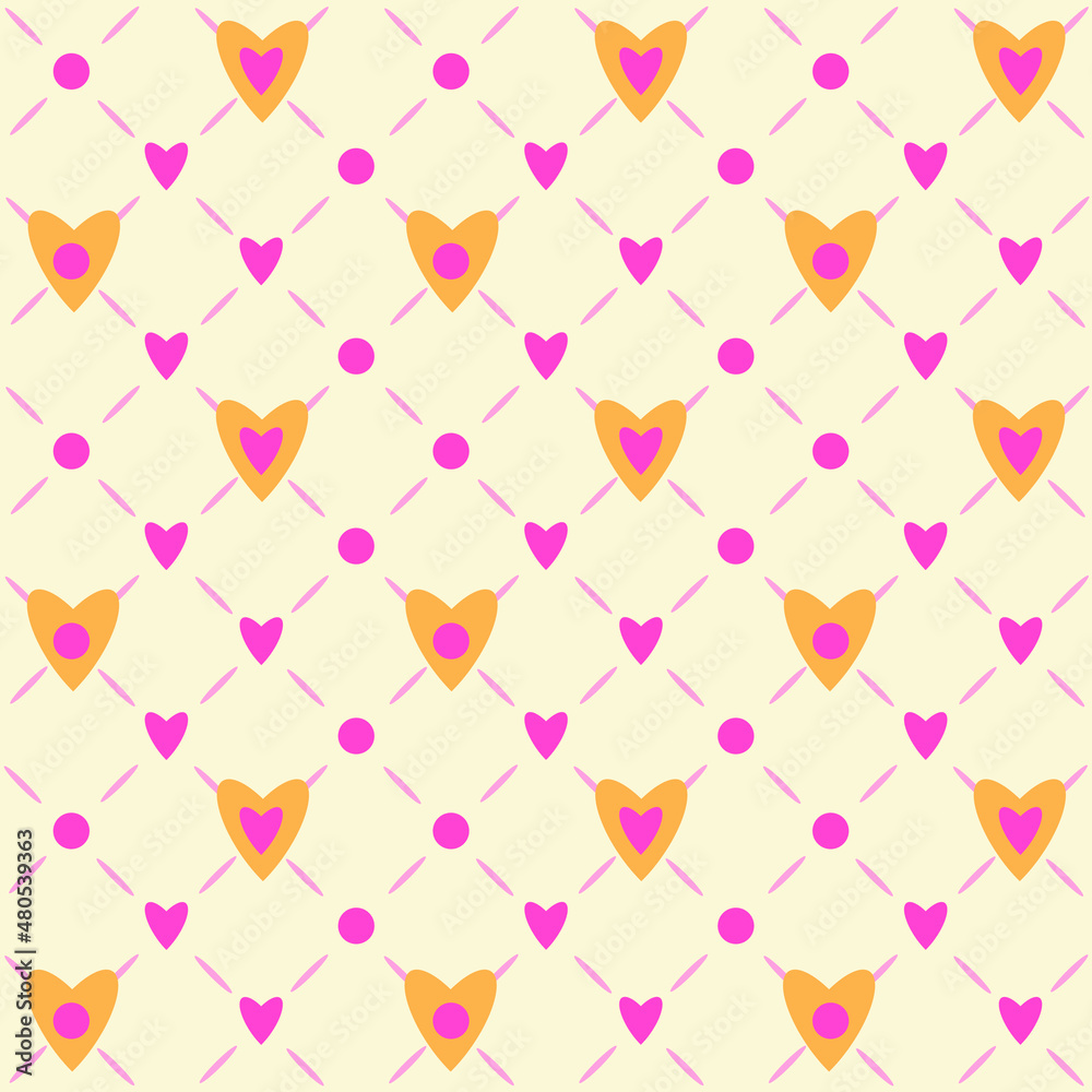 Valentine's day background, Abstract seamless pattern with hearts. Template greeting card, invitation and advertising banner, brochure. Cute Valentine cards. Wrapping paper for present.