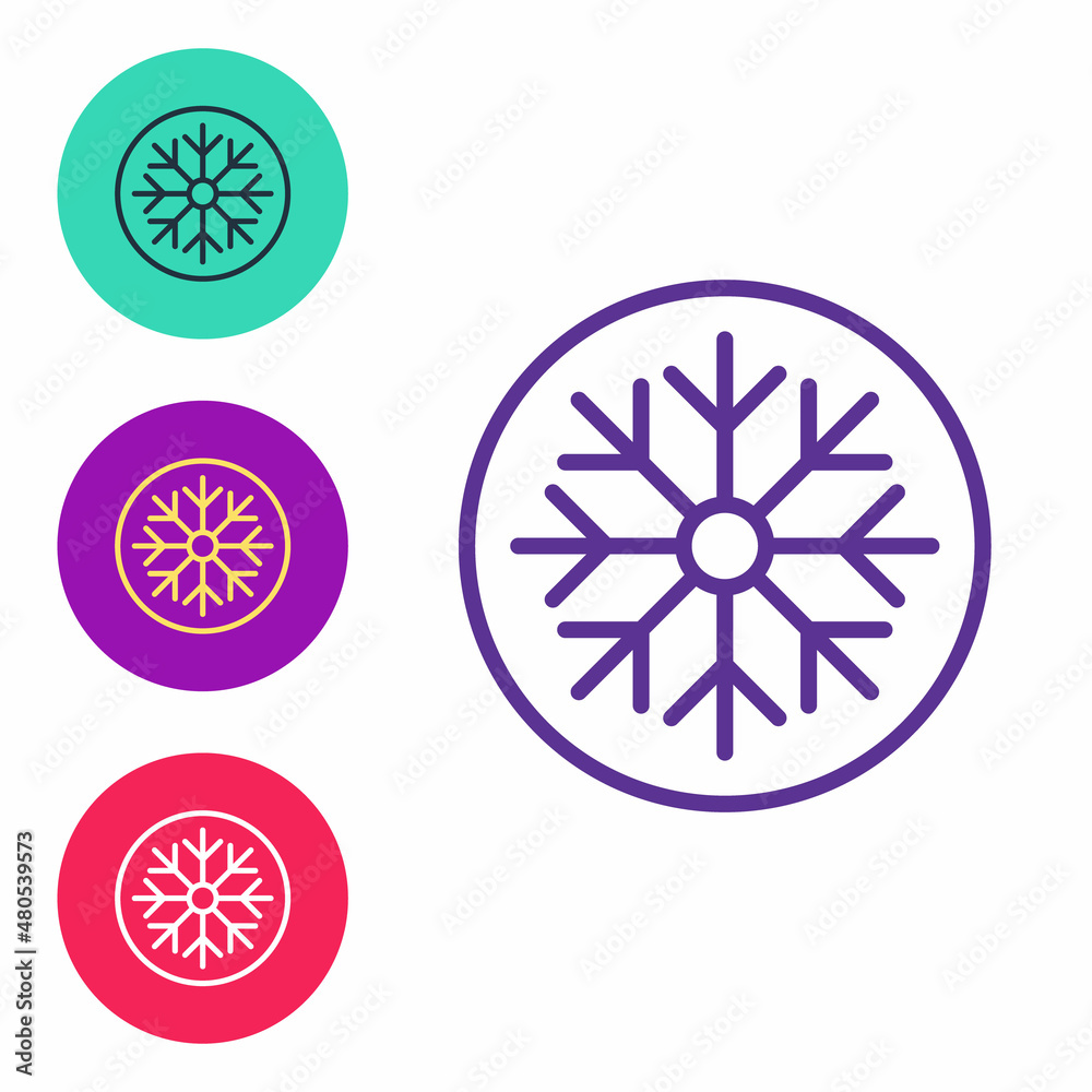 Set line Snowflake icon isolated on white background. Merry Christmas and Happy New Year. Set icons colorful. Vector Set line Snowflake icon isolated on white background. Merry Christmas and Happy New Year. Set icons colorful. Vector
