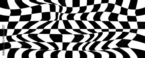 Distorted surface. Chess background with distortion