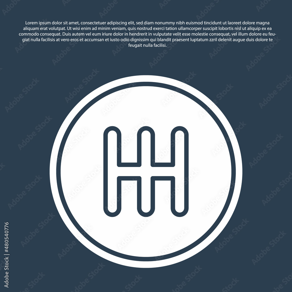 Blue line Gear shifter icon isolated on blue background. Transmission icon. Vector Blue line Gear shifter icon isolated on blue background. Transmission icon. Vector