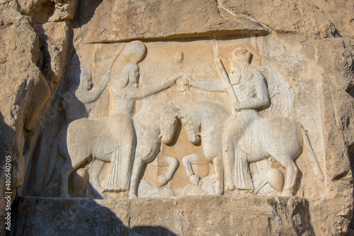 Relief of the investiture of Ardashir I at Naqsh-e Rostam, Iran photo