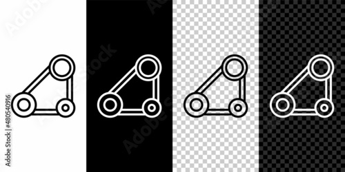 Set line Timing belt kit icon isolated on black and white background. Vector