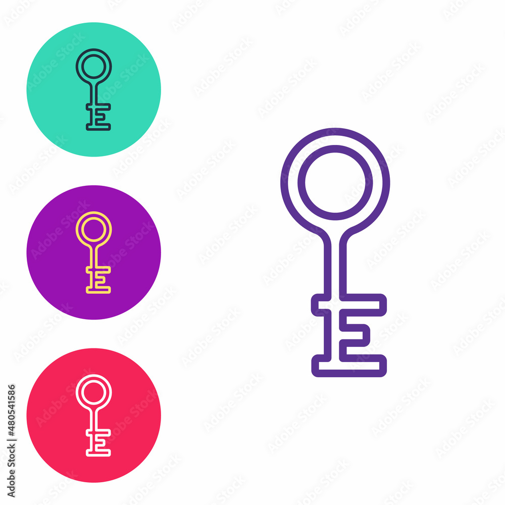 Set line Old key icon isolated on white background. Set icons colorful. Vector Set line Old key icon isolated on white background. Set icons colorful. Vector