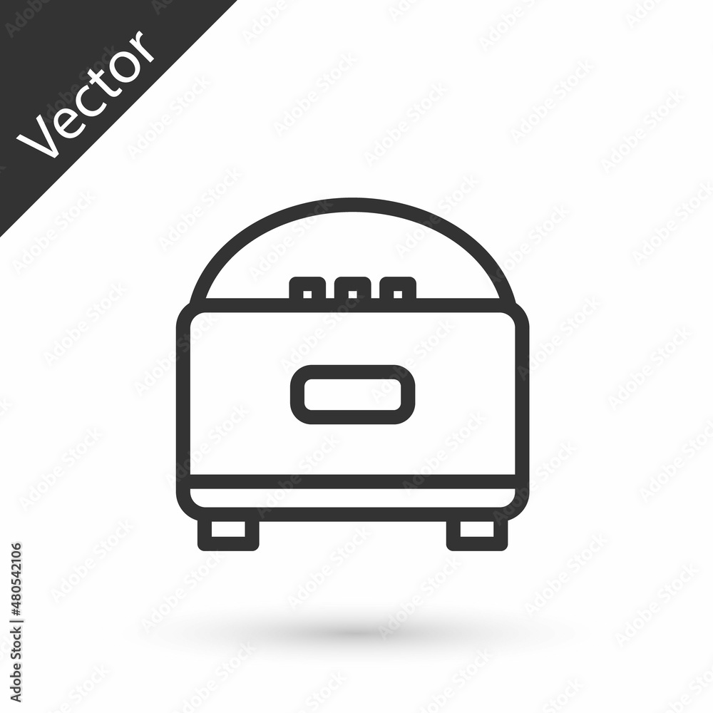 Grey line Stereo speaker icon isolated on white background. Sound system speakers. Music icon. Musical column speaker bass equipment. Vector Grey line Stereo speaker icon isolated on white background. Sound system speakers. Music icon. Musical column speaker bass equipment. Vector