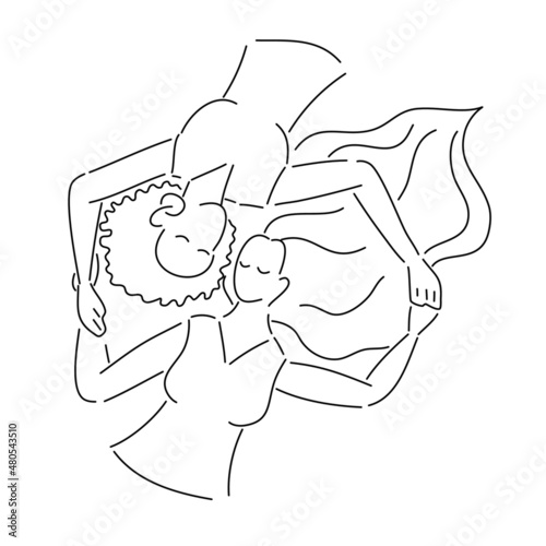 Couple Lesbian in love, hand draw doodle cartoon vector illustration for valentine's day concept.	
