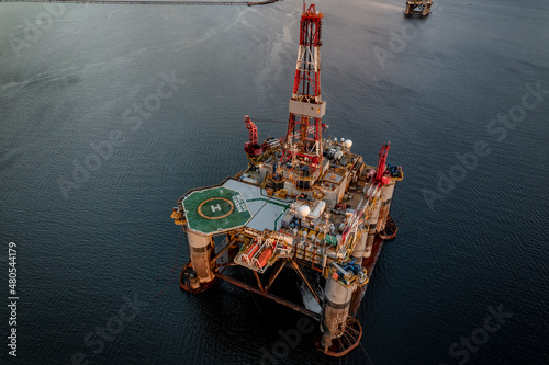 High Aerial View of an Oil and Gas Drilling Platform