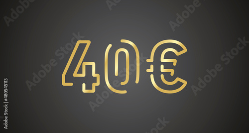 40 Euro internet website promotion sale offer big sale and super sale coupon code golden 40 Euro discount gift voucher coupon vector illustration