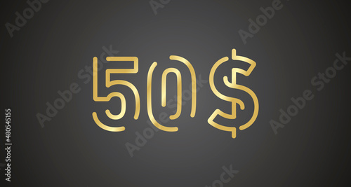 50$ internet website promotion sale offer big sale and super sale coupon code dollar golden 50$ discount gift voucher coupon vector illustration