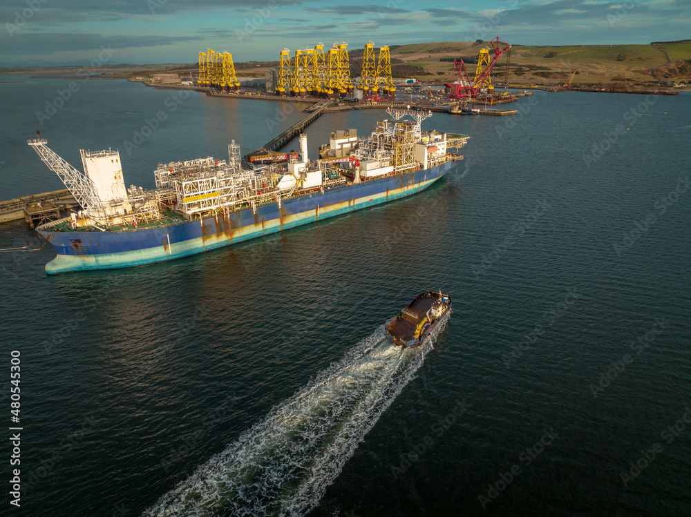 Commercial Boat at Sea Aerial View