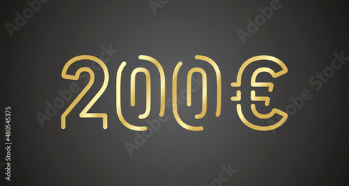 200 Euro internet website promotion sale offer big sale and super sale coupon code golden 200 Euro discount gift voucher coupon vector illustration