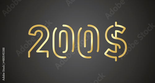 200$ internet website promotion sale offer big sale and super sale coupon code dollar golden 200$ discount gift voucher coupon vector illustration