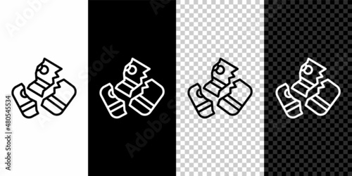 Set line Scissors cutting a credit card icon isolated on black and white, transparent background. Online payment. Cash withdrawal. Financial operations. Shopping sign. Vector
