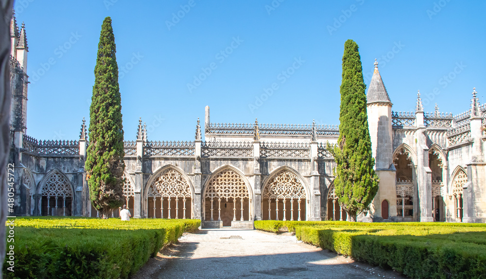 Courtyard of Batalha Monastery.  Batalha Monastery is Dominican monastery in central Portugal.