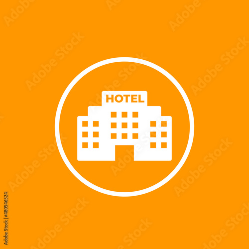 Hotel building icon, vector design