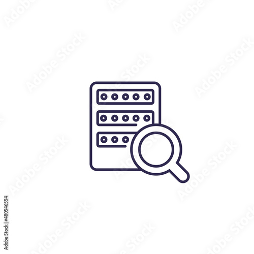 mainframe or server search, line icon on white