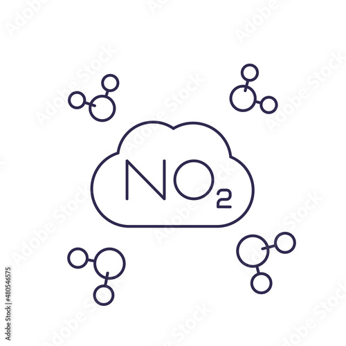NO2, nitrogen dioxide molecule, line vector