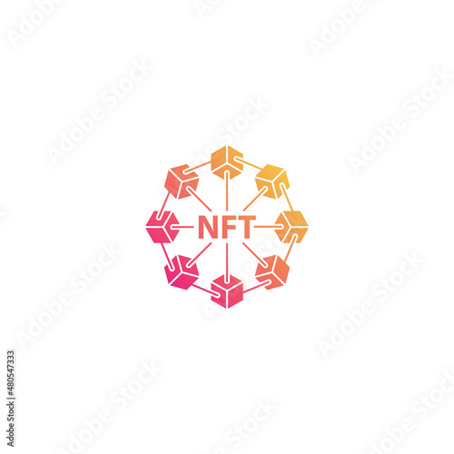 NFT non-fungible token with network. Vector icon template