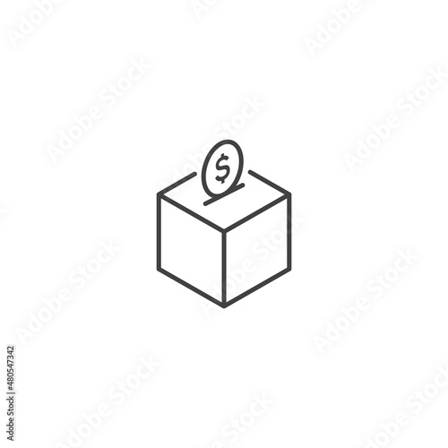 Donate box, money donation. Vector icon template