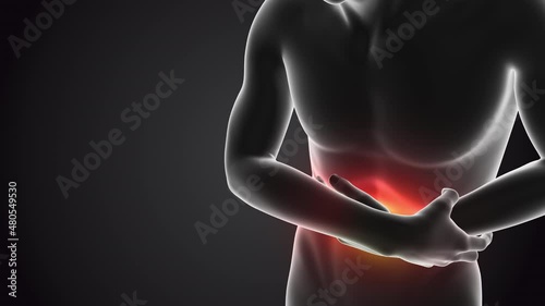 Human having pain in abdomen photo