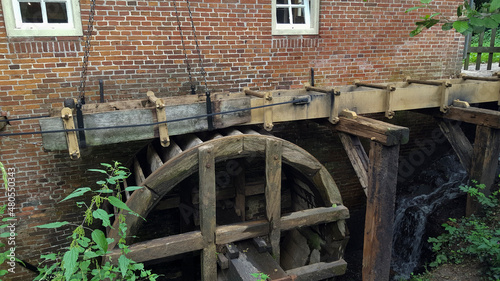 Water wheel and flume of water mill Frans, Mander, Tubbergen, Twenthe, Netherlands photo