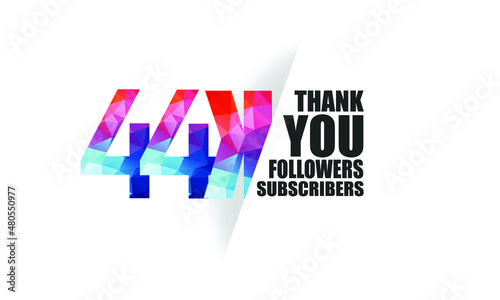 44K, 44.000 followers, subscribers design for internet, social media, anniversary and celebration achievement-vector