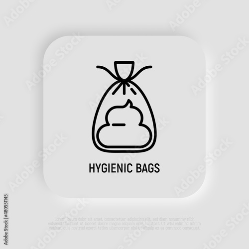 Hygienic bag for dogs thin line icon. Modern vector illustration for pet shop.