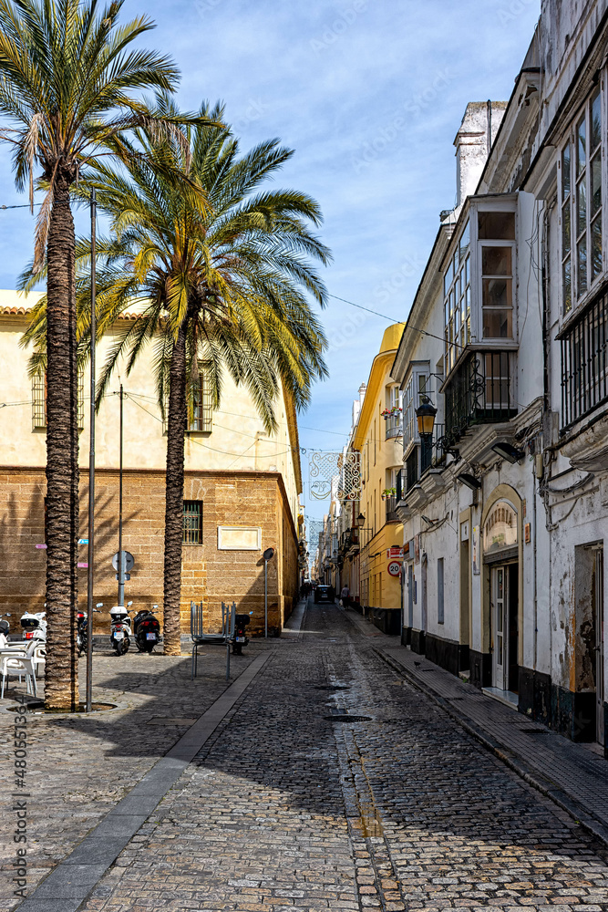 Calle en barrio antiguo de Cádiz, España
