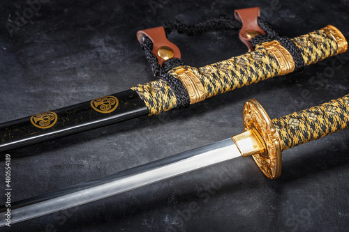 Bilde på lerret Japanese samurai katana sword and scabbard close up