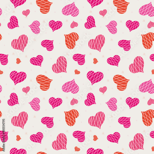 Seamless pattern with hearts. Romantic pattern for Valentine's day. Design of textiles, wrapping paper, notebooks and banners and flyers.