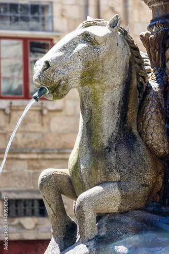 Fuente de los caballos en la plaza de platerias, Santiago de compostela photo