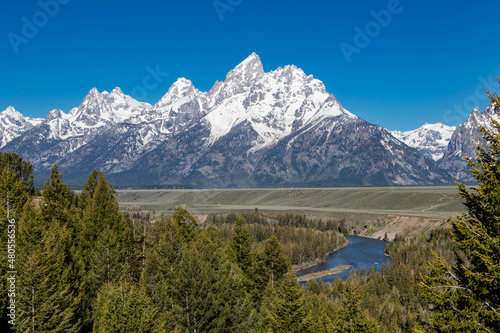 Snake River Overlook in Grand Tetons National Park  Wyoming  USA in springtime