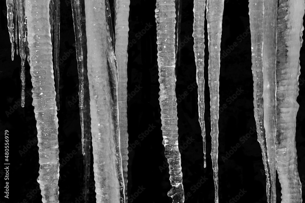 icicles isolated on black background
