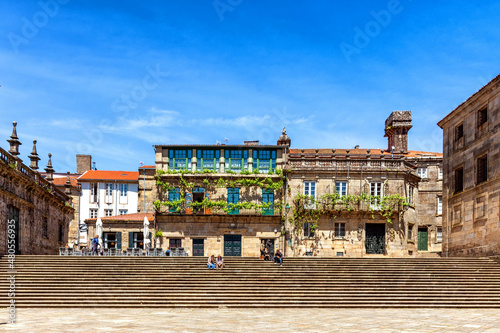 Plaza de Quintana y casa de la parra en Santiago de Compostela, Galicia, España