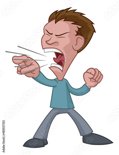 Angry Stressed Man or Bully Cartoon Shouting