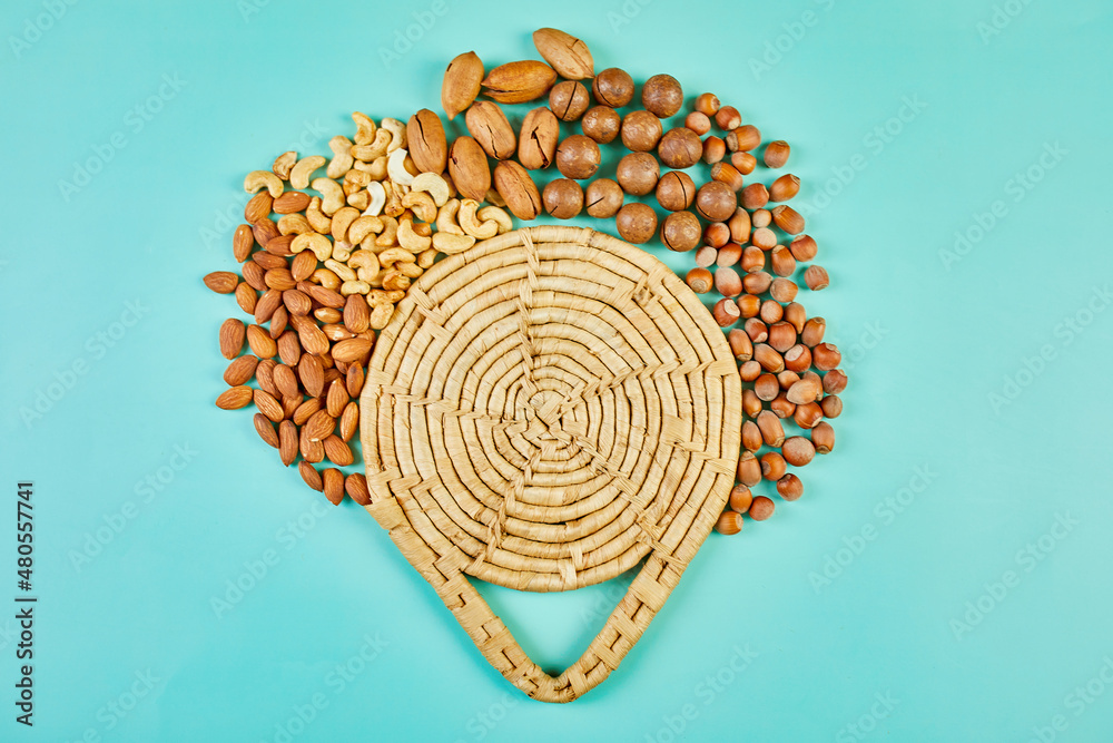 Assorted nuts, Rich in minerals and vegan protein, vitamins and antioxidants for immune system boosting. Healthy nutrition, high in zinc, magnesium, online ordering, shoping concept. Assorted nuts, Rich in minerals and vegan protein, vitamins and antioxidants for immune system boosting. Healthy nutrition, high in zinc, magnesium, online ordering, shoping concept.