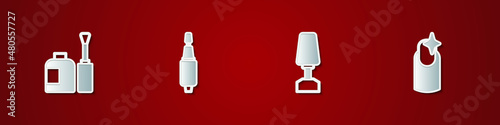 Set Bottle of nail polish, Milling cutter for manicure, and Nail icon. Vector