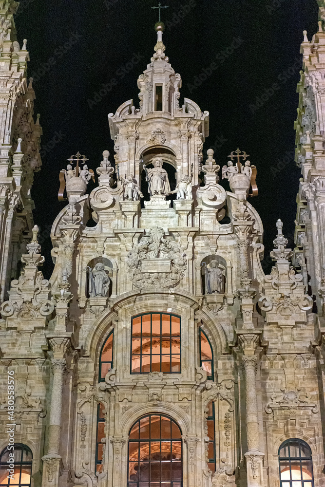 Fachada Catedral de Santiago de Compostela en la plaza del Obradoiro, Galicia