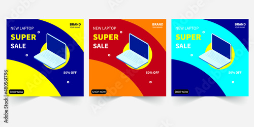 Laptop or Notebook Social Media Banner Post Template