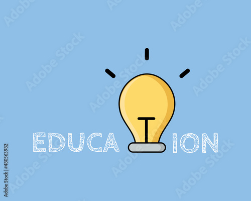 Education concept. Yellow bulb with text