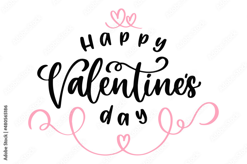Valentines day lettering. Hand drawn Valentines day lettering. Greeting text February 14th. Romantic text