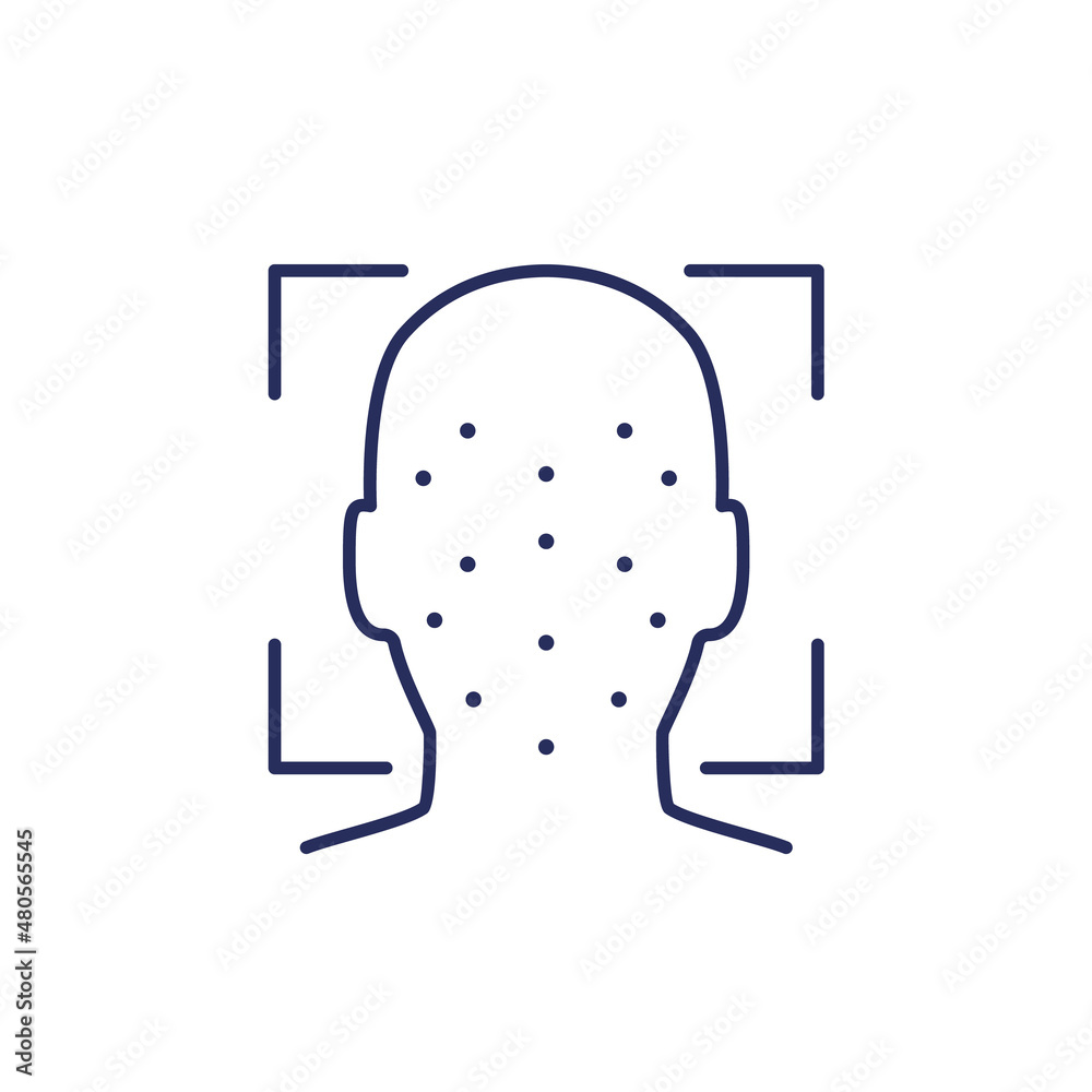 facial recognition line icon, biometric face scan facial recognition line icon, biometric face scan