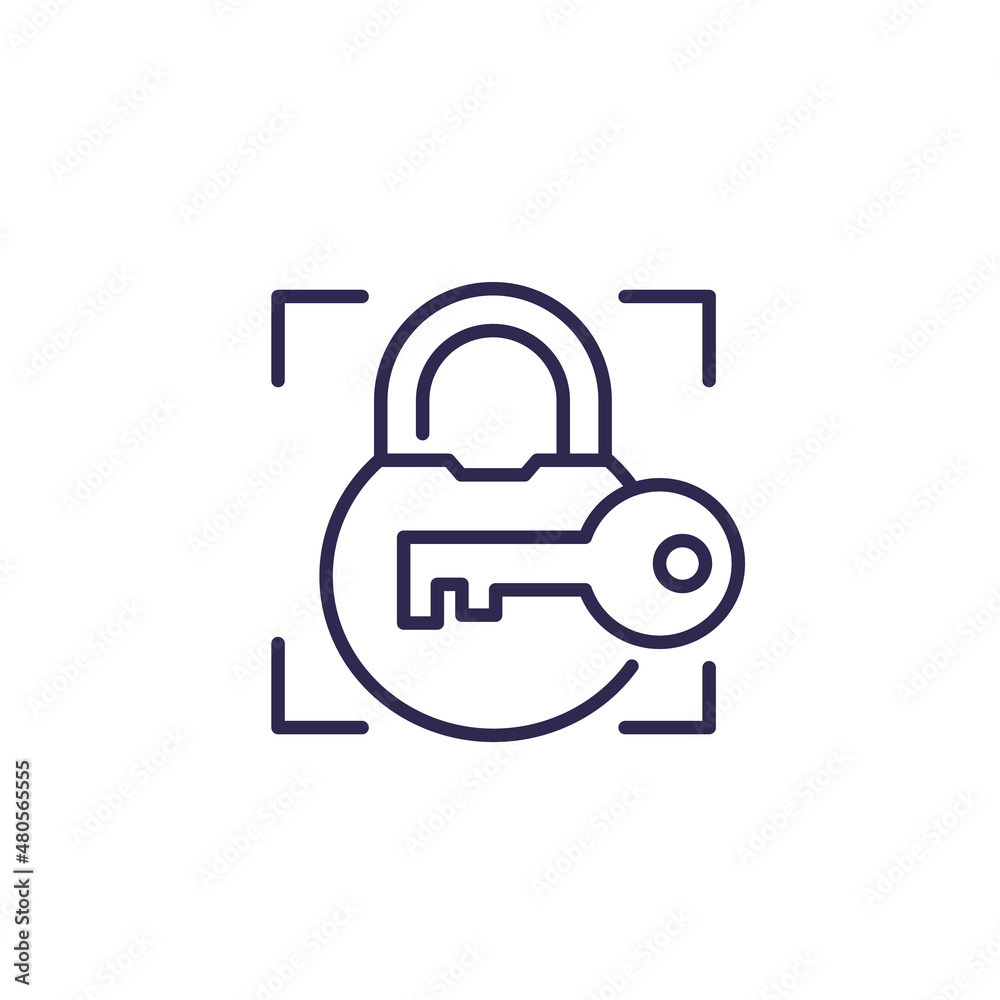 Lock and key, security line icon for apps and web Lock and key, security line icon for apps and web