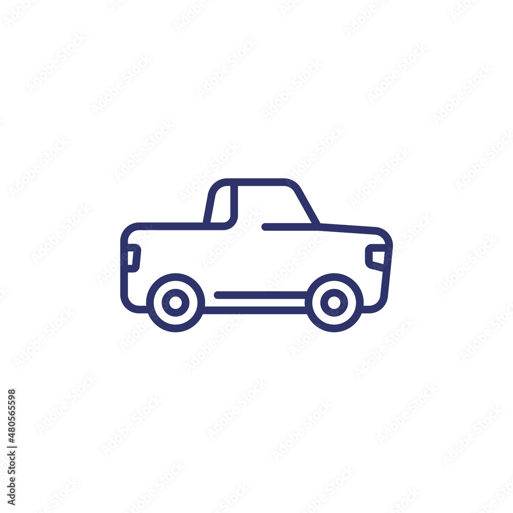 pickup truck line icon, vector